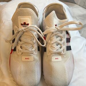 Adidas NMD Cream Sneakers with Red and Black Details